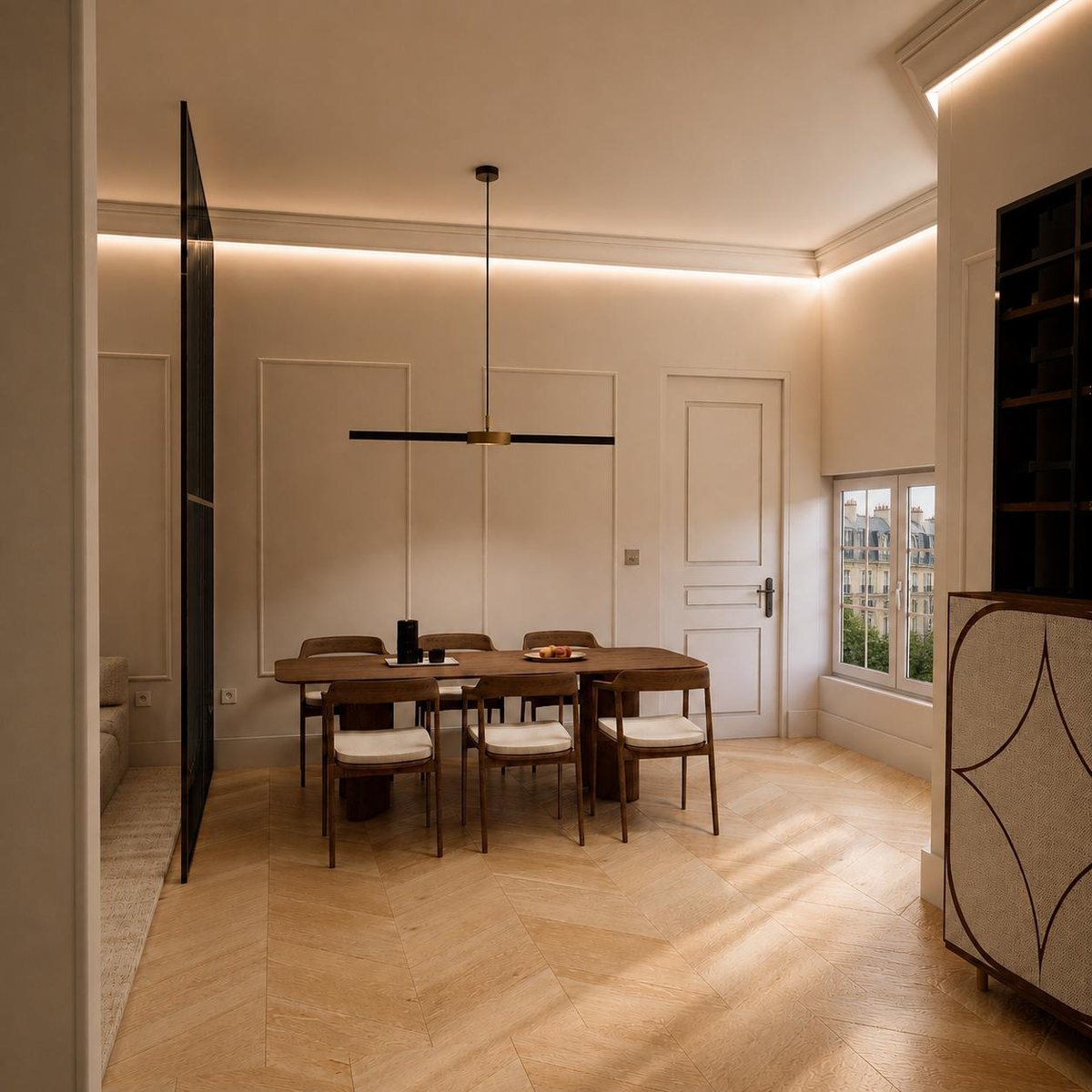 Salle à manger ouverte sur la fenêtre