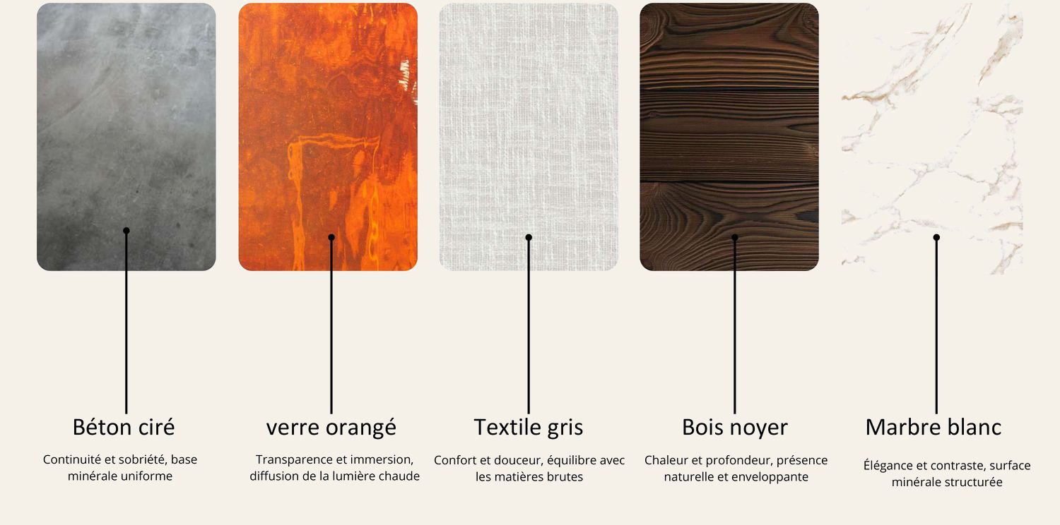 Planche matériaux du restaurant