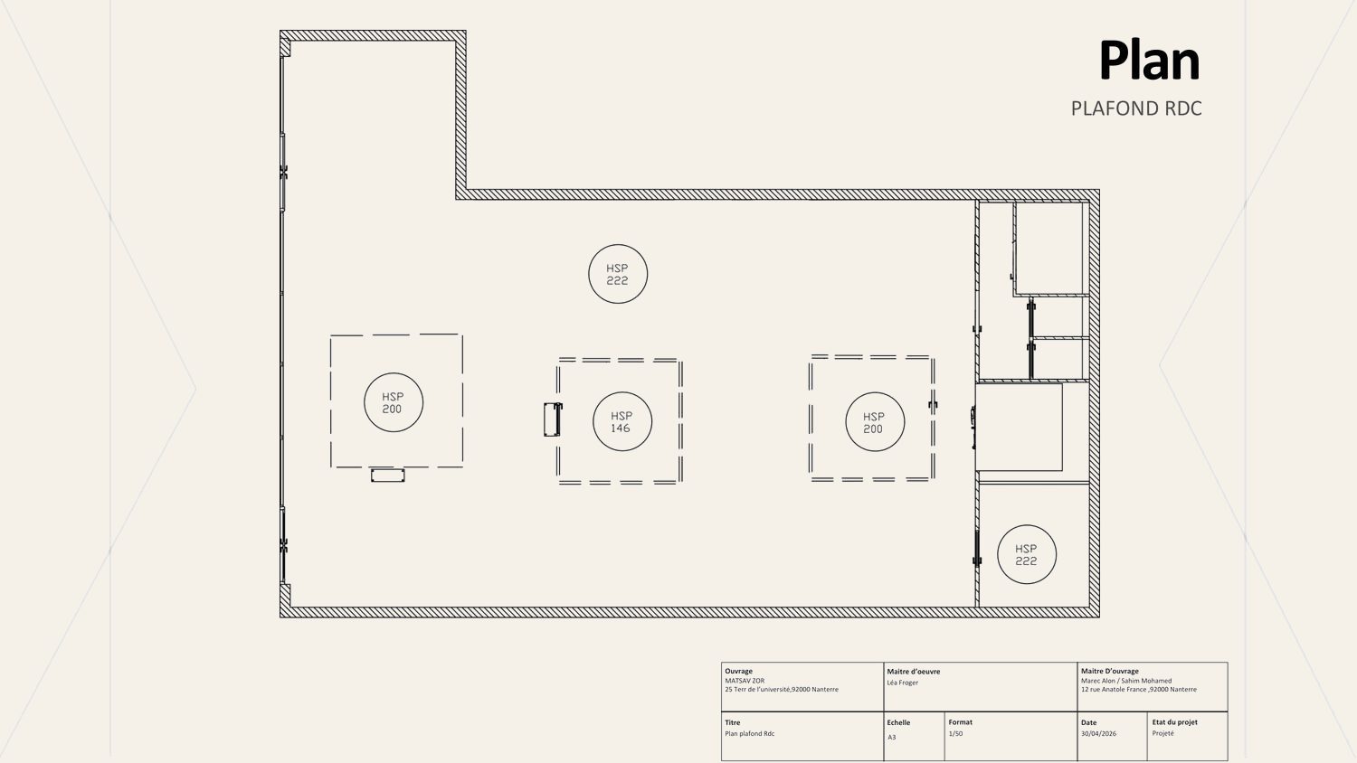 Plan de plafond RDC